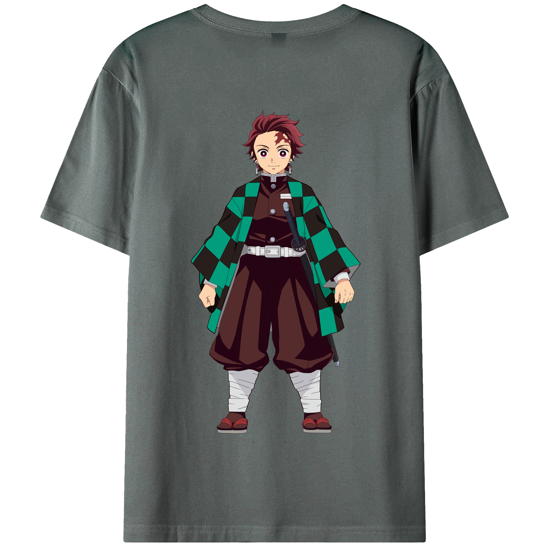 （画像用） 鬼滅の刃 竈門 炭治郎／かまど たんじろう Kamado Tanjirou 綿100％半袖Tシャツ（背面プリント）